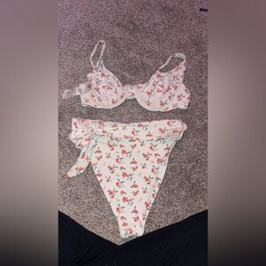 Abercrombie & Fitch White and Red Floral Bikini